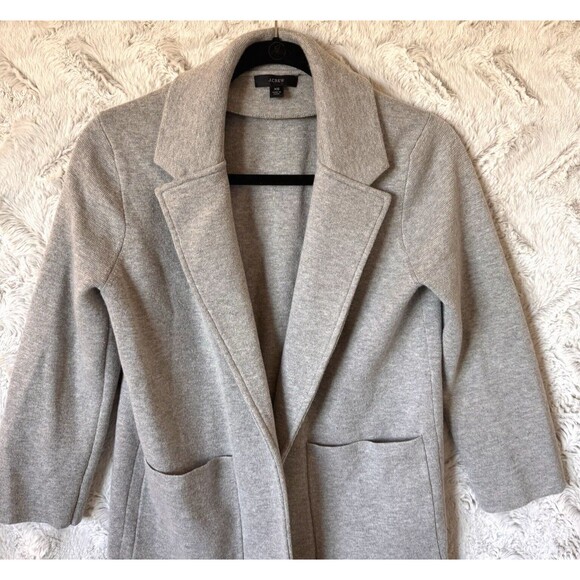 J Crew Sweater Cardigan XS Merino Wool Blend Gray Stretch Knit‎ Pockets - Picture 3 of 11